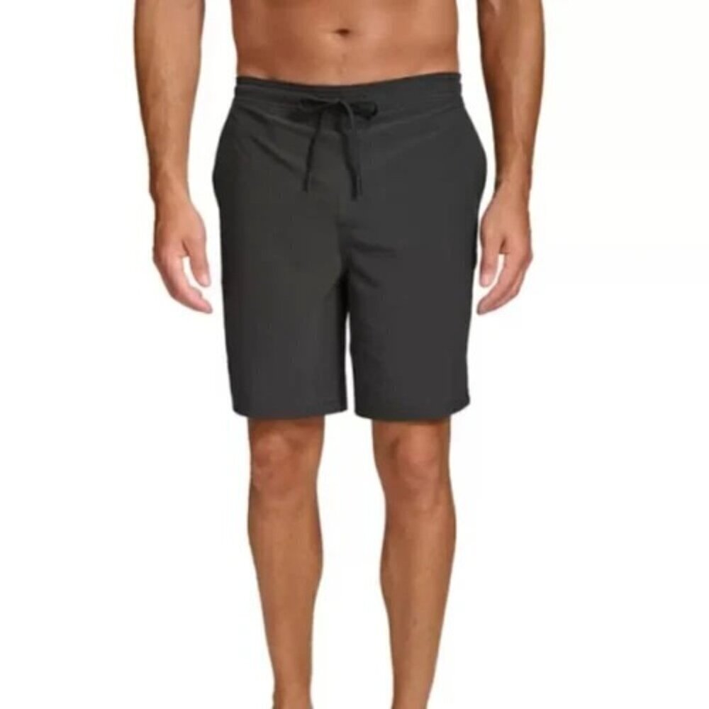 NEW Kirkland Signature Men's L Black Stretch Swim Shorts Quick-Dry Black